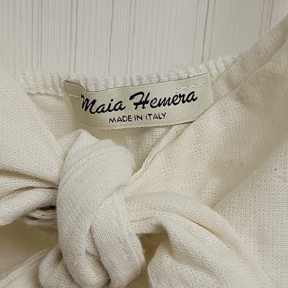 Maia Hemera cotton/polyester made in Italy tie front dress women's sz small NWT - Picture 4 of 5